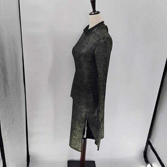 Club L London Gold & Black Dress Size 12 brand metallic bodycon textured sequin - Picture 7 of 14